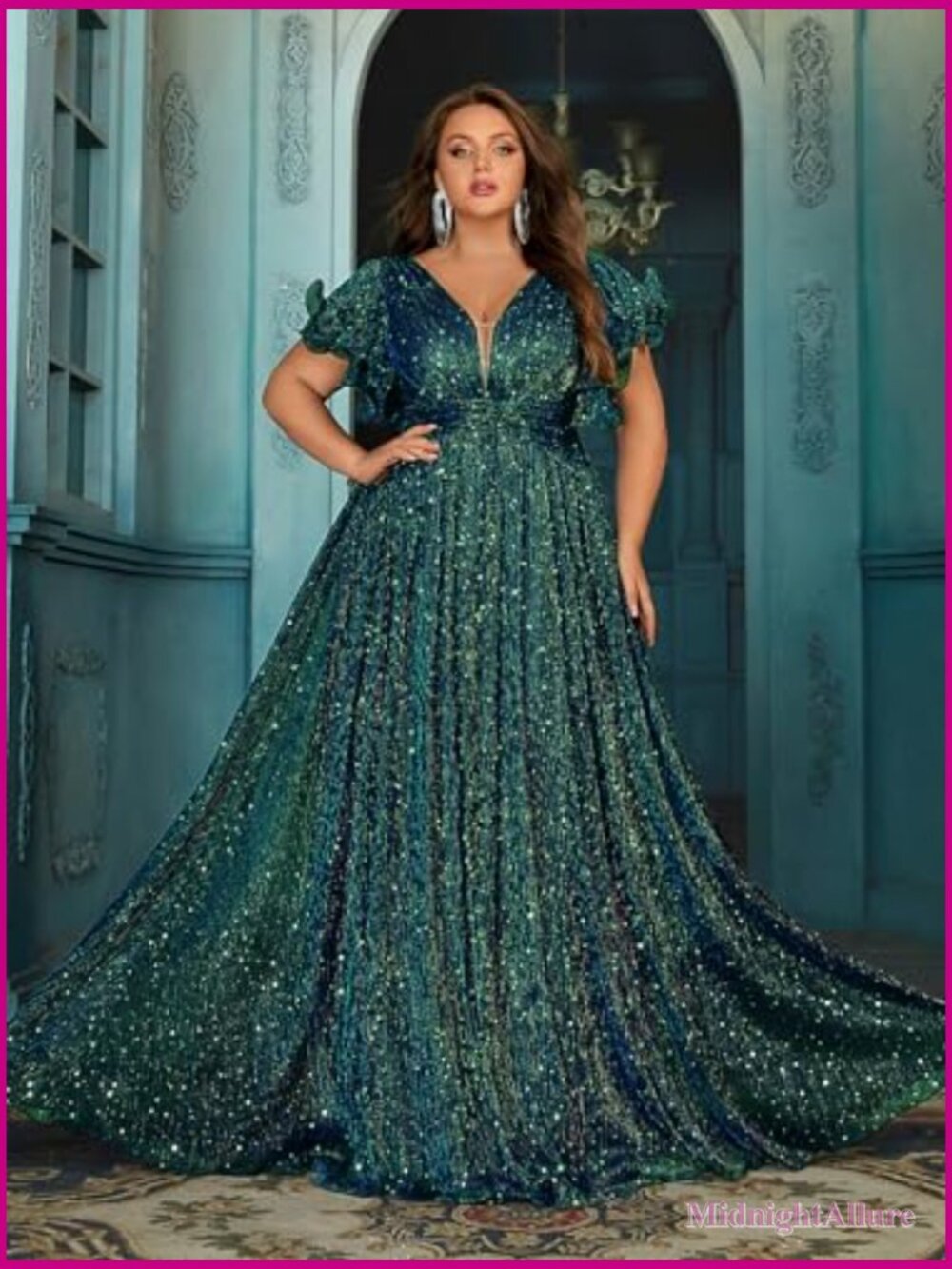 Plus Size A-Line Formal Evening Prom Dress Wedding Guest Maxi Gown - Picture 3 of 7